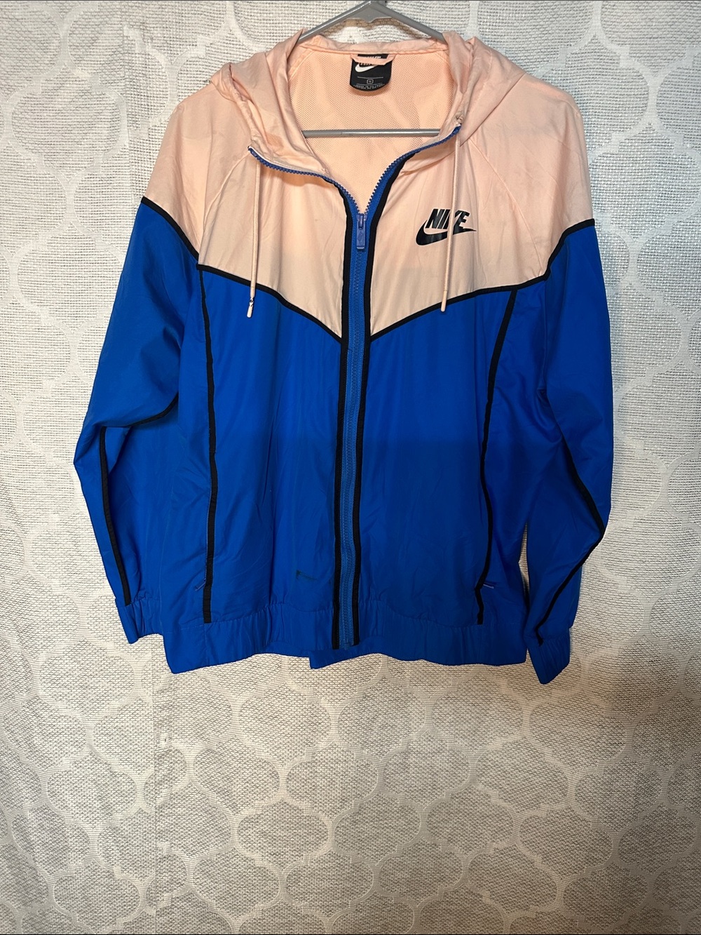 Nike Windrunner Jacket Women's Plus Size 1X Blue Pink Colorblock Windbreaker
